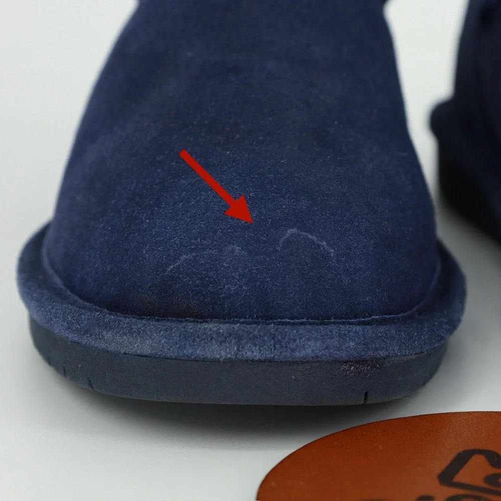 Bearpaw Women Navy Blue Suede Abigail Toggle Boots‎ Sheepskin Lining Size 7